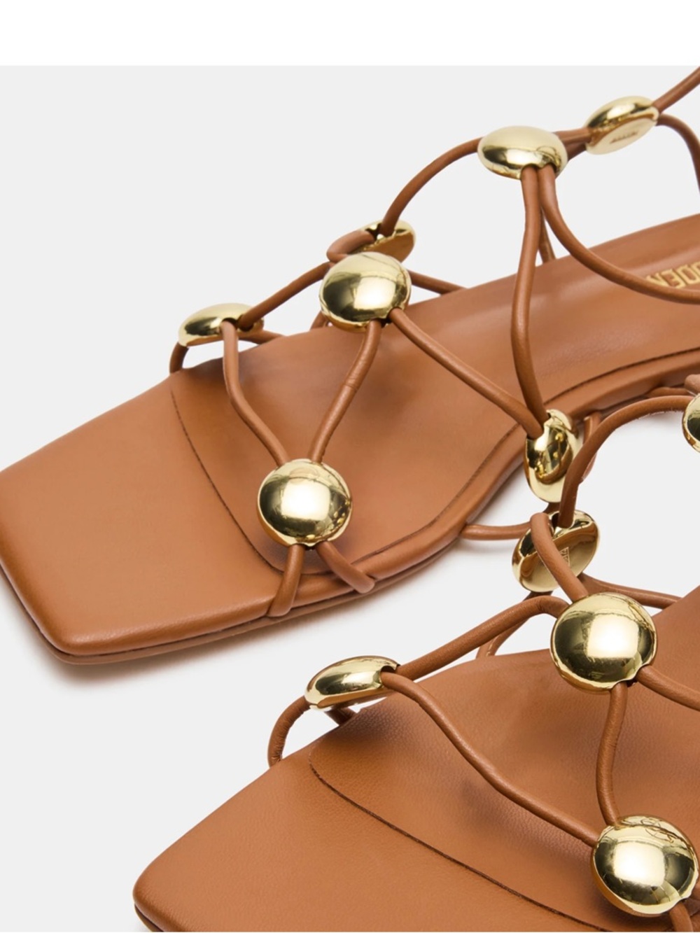 Steve Madden Cognac Lace-Up Gladiator Sandals with Gold Orbs